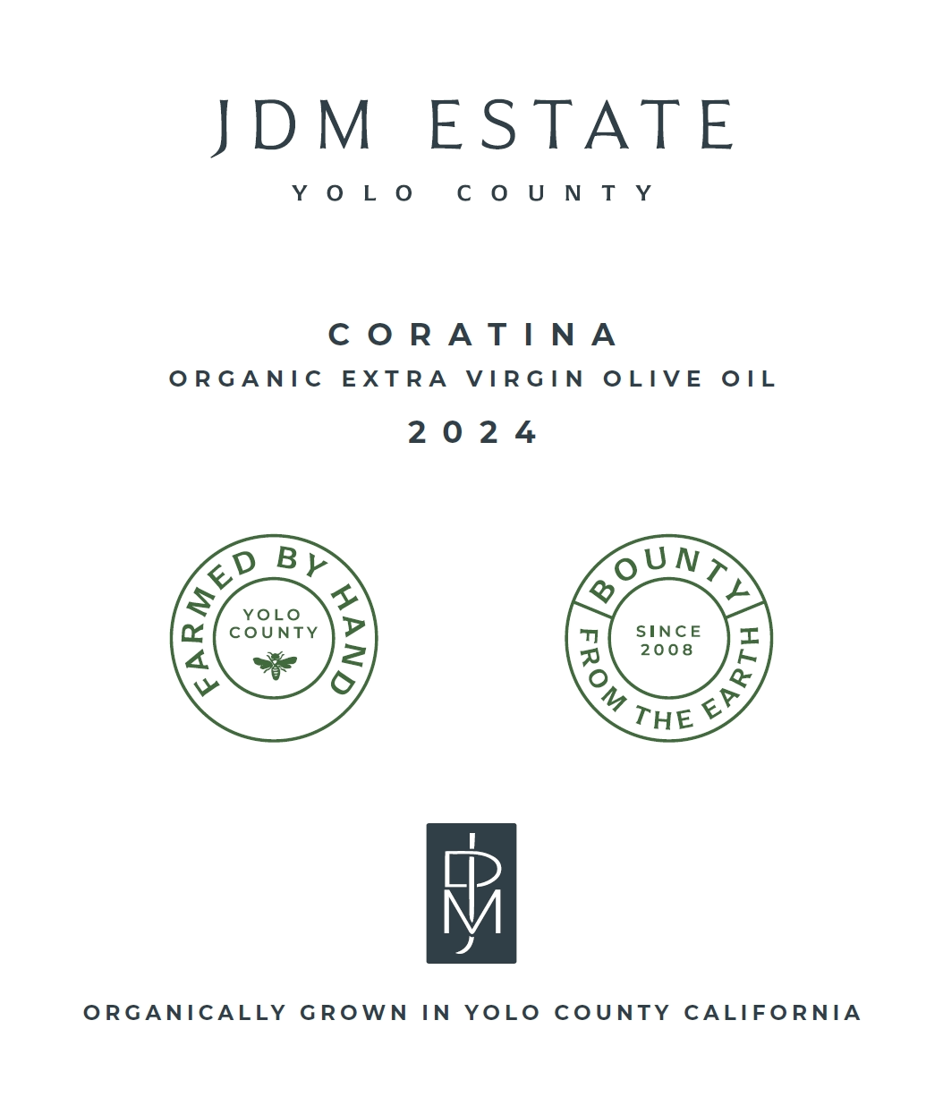 2024 Coratina Organic Extra Virgin Olive Oil 1 Gallon Tin